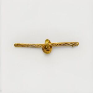 Vintage TRIFARI Love Knot Brooch Pin Bar Gold Tone Heart